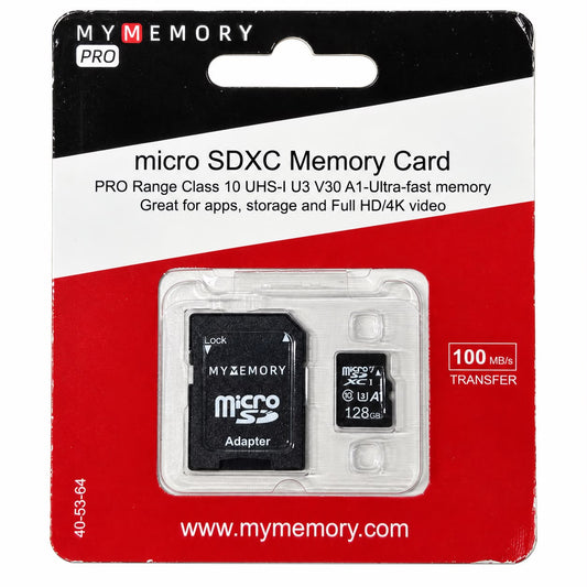 MyMemory 128GB V30 High Speed microSD Card (SDXC) A1 UHS-1 U1 + Adapter - 100MB/s