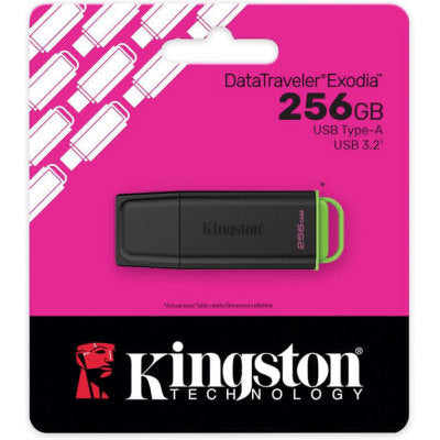 Kingston DataTraveler Exodia 256GB USB Flash Drive, 256GB, USB 3.2 Gen 1, Green / Black