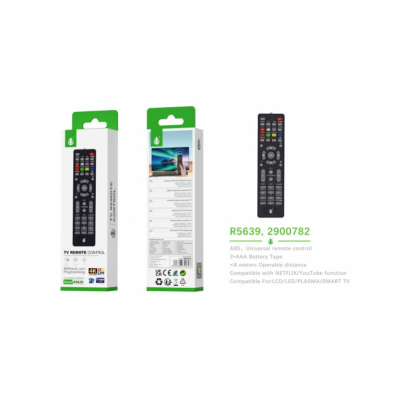 R5639 Universal TV Controller, (Batteries Not Included), Black
