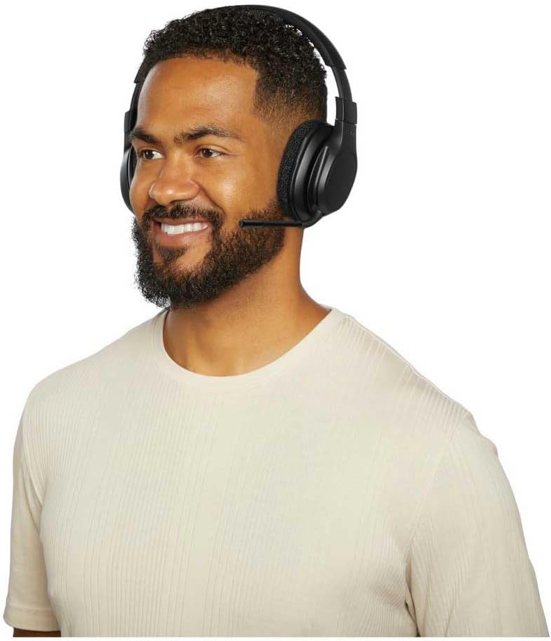 Belkin SoundForm Adapt Wireless Headset with Microphone, wireless headphones with built-in boom mic, multipoint connection, ENC, 65+H Bluetooth computer over ear headphones for PC, laptop, office