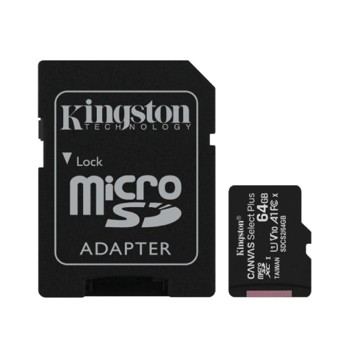 Kingston 64GB Canvas Select Plus microSD Card (SDXC) + SD Adapter - 100MB/s