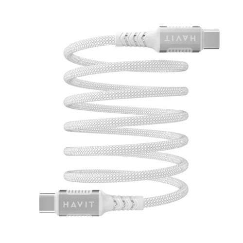 Havit CB6297 Nylon Braided PD60W USB-C to USB-C 1M Magnetic Cable - White