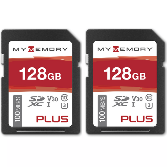MyMemory PLUS 128GB V30 High Speed SD Card (SDXC) UHS-1 U3 - 100MB/s 2 PACK