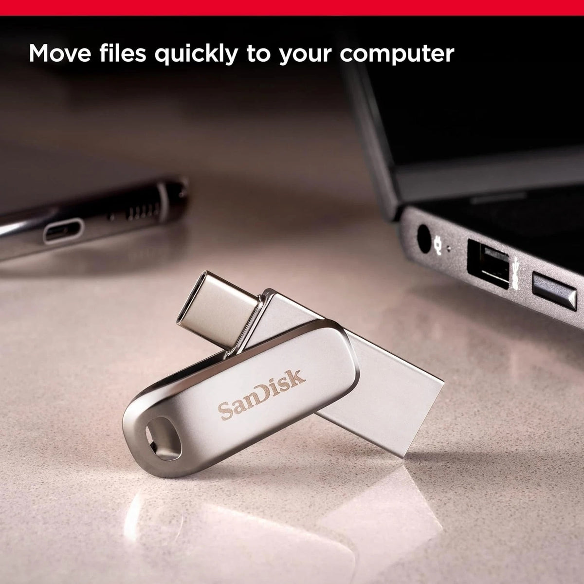 Sandisk Ultra Dual Drive Luxe, USB Type-C & Type-A Flash Drive 64GB Bulk New, SDDDC4-064G OFFICIAL REFURB