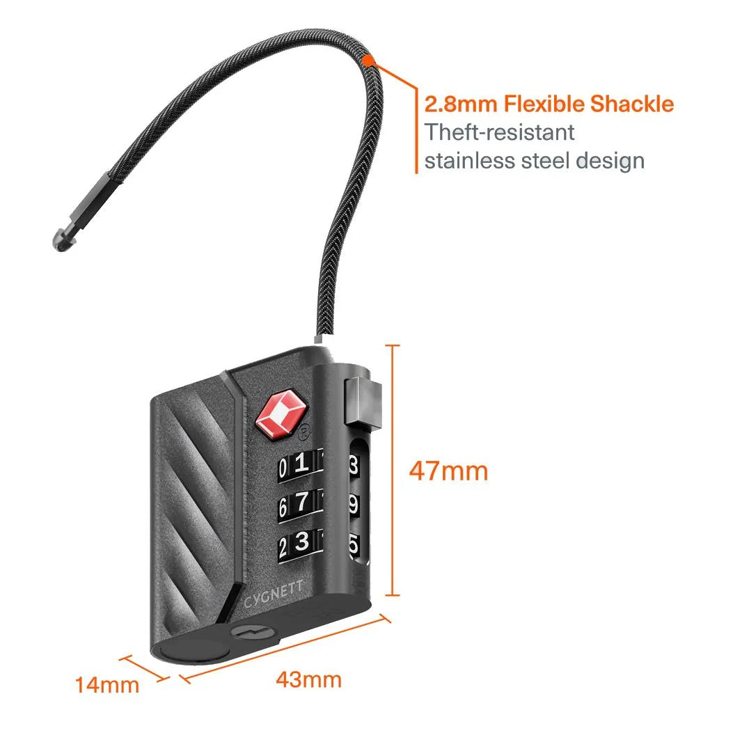 Cygnett Voyager Bluetooth TravelTag TSA Lock with USB-C Recharging