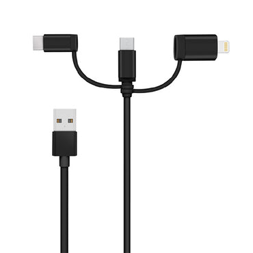 Bitmore 3 in 1 Apple Certified MFi 1m Charging Cable - Black