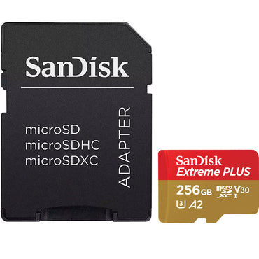 SanDisk 256GB Extreme Plus V30 Micro SD Card (SDXC) UHS-I U3 - 170MB/s - REFURBISHED