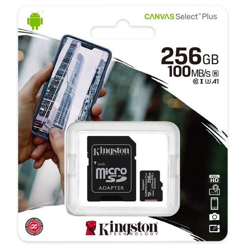 Kingston 256GB Canvas Select Plus microSD Card (SDXC) + SD Adapter - 100MB/s