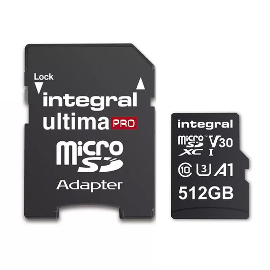 Integral 512GB UltimaPRO A2 V30 High Speed microSD Card (SDXC) UHS-I U3 - 180MB/s