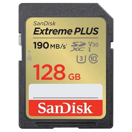 SanDisk 128GB Extreme PLUS UHS-I SD Card (SDXC) 190MB/s - Refurbished
