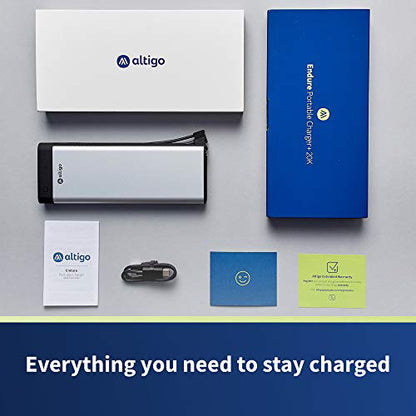 Altigo 20000mAh Power Bank with Built-In Micro USB & USB-C Cables