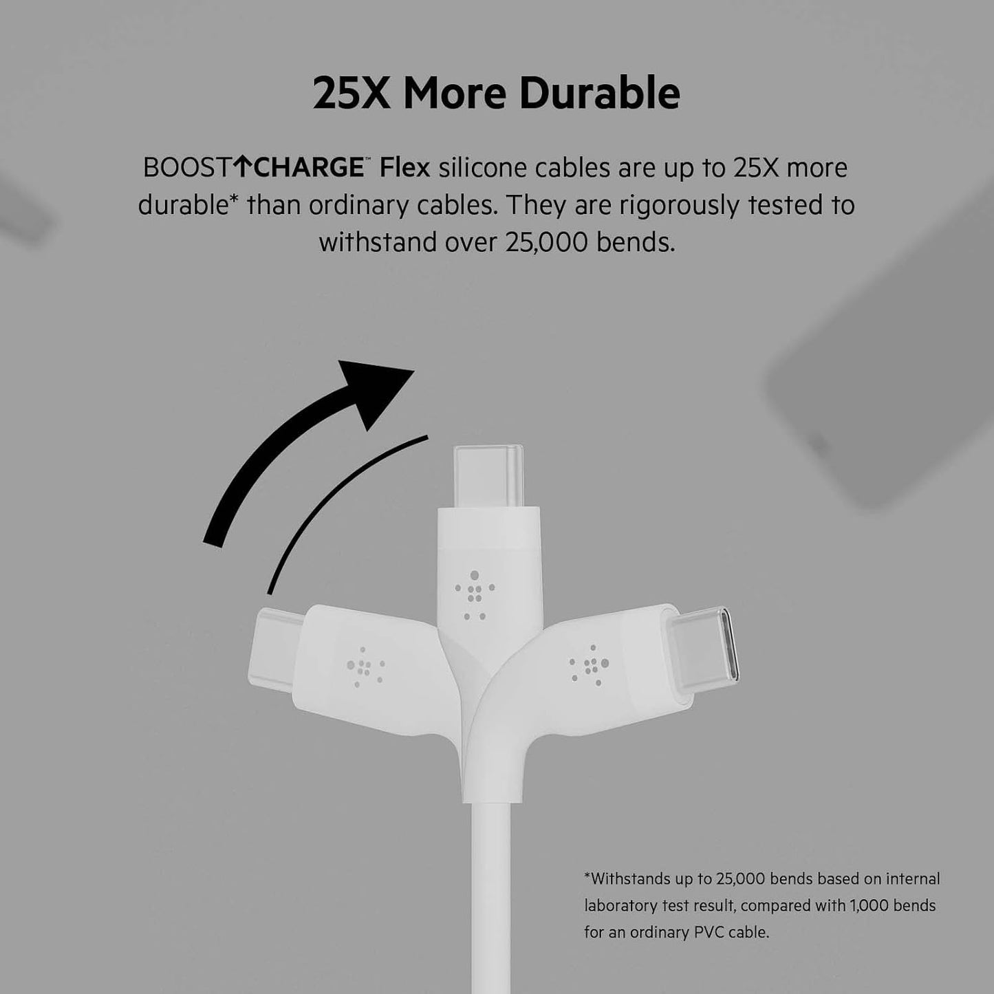 Belkin BoostCharge Flex silicone USB C charger cable, USB-IF certified USB type C to USB type C