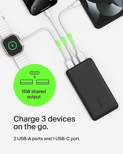Belkin Portable Charger-5-in-1 Power Bundle w/10000 mAh Power Bank-2-25W USB-C