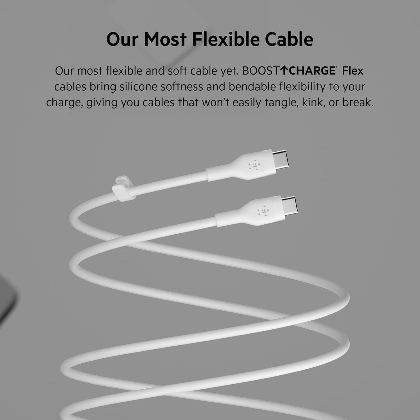 Belkin BoostCharge Flex silicone USB C charger cable, USB-IF certified USB type C to USB type C