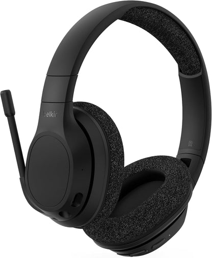 Belkin SoundForm Adapt Wireless Headset with Microphone, wireless headphones with built-in boom mic, multipoint connection, ENC, 65+H Bluetooth computer over ear headphones for PC, laptop, office