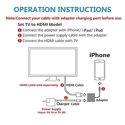 8 Pin to HDMI Digital TV AV Adapter Cable for Apple iPad & iPhone