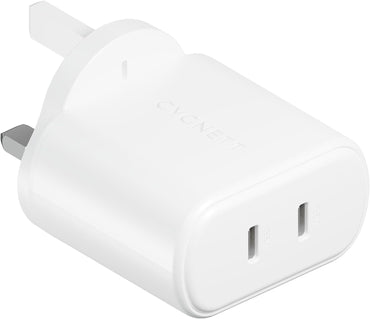 Cygnett PowerPlus 35W Dual USB-C Wall Charger – High-Speed Charger