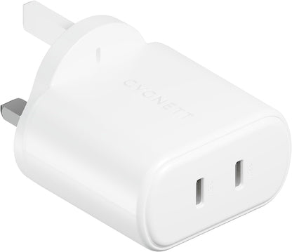 Cygnett PowerPlus 35W Dual USB-C Wall Charger – High-Speed Charger