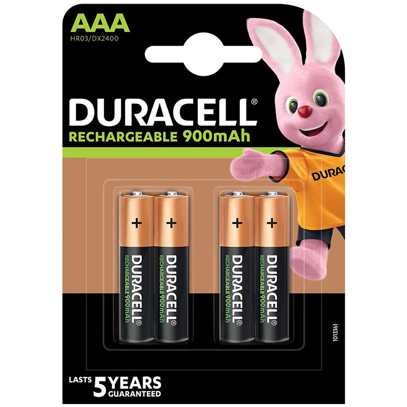 Duracell HR03 900mAh AAA Rechargeable Batteries - 4 Pack