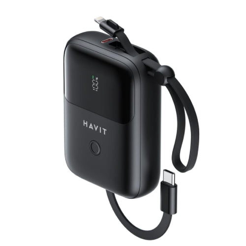 Havit PB5215 PD22.5W USB-C and Apple Lightning 10,000 mAh Powerbank - Black