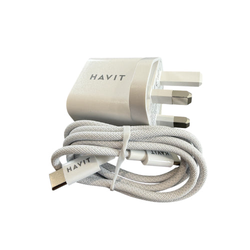 HAVIT ST936 Travel Charger with USB-C to USB-C Cable - White