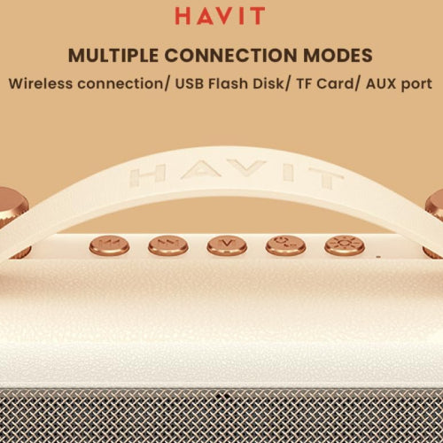 Havit SK823BT Retro Portable Karaoke Bluetooth Speaker with Wireless Microphone - Beige