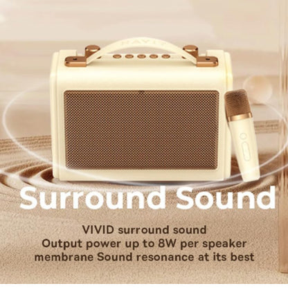 Havit SK823BT Retro Portable Karaoke Bluetooth Speaker with Wireless Microphone - Beige