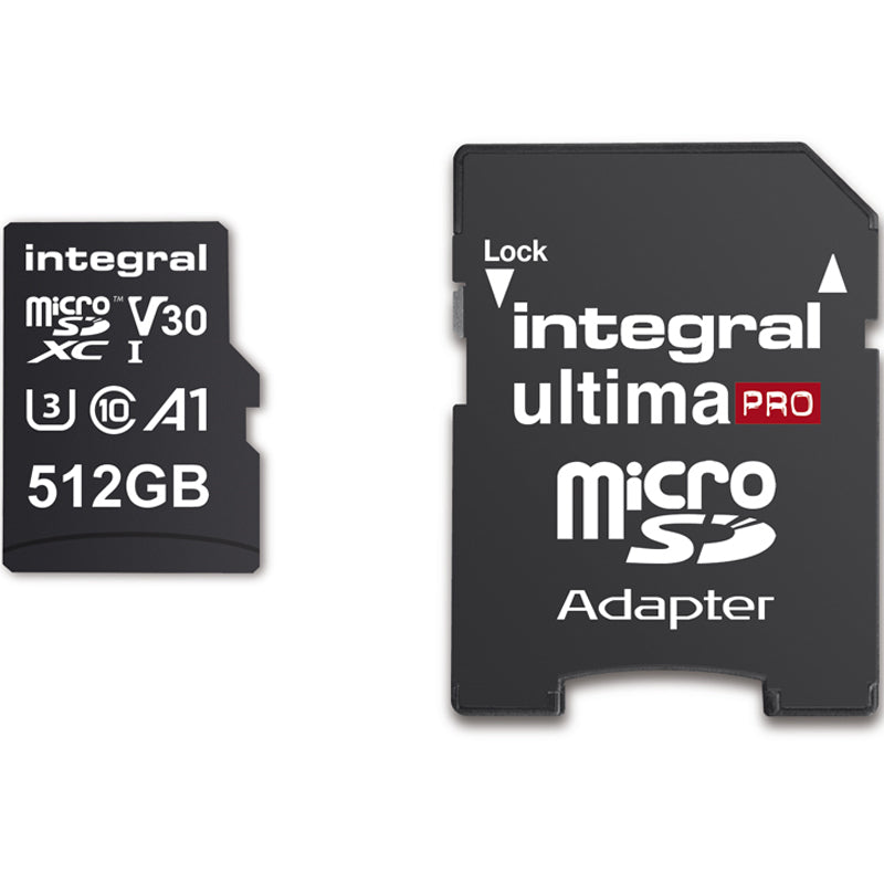 Integral 512GB UltimaPRO A2 V30 High Speed microSD Card (SDXC) UHS-I U3 - 180MB/s