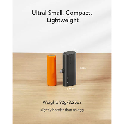 Veger PlugON-L - 5,000mAh 20W Non-MFI Lightning Ultra Small Power Bank - Black