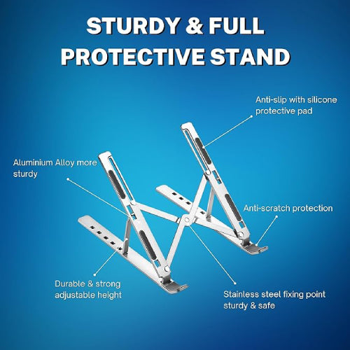 Laptop Adjustable Stand and Holder for Desk- Silver