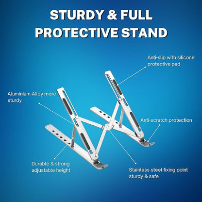 Laptop Adjustable Stand and Holder for Desk- Silver