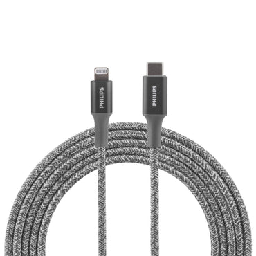 Philips USB-C to Lightning Braided Data Charging Cable - Grey