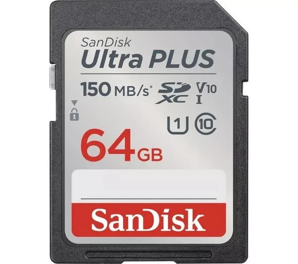 Sandisk 64GB Ultra Plus SD Card 150MB/s, SDSDH-064G OFFICIAL REFURB