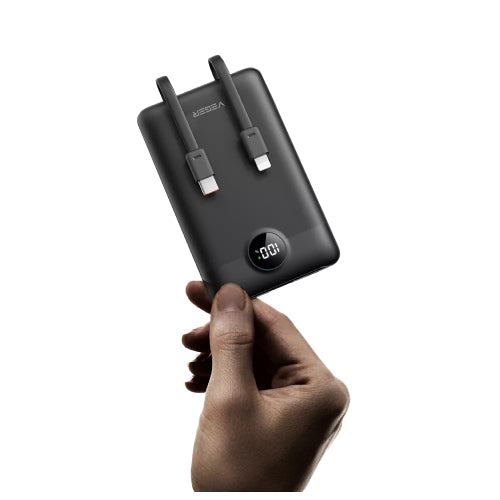 Veger C11 22.5W PD 10,000mAh Power Bank With Built In Non-MFI Lightning & USB-C Cable - Black