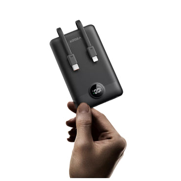 Veger C11 22.5W PD 10,000mAh Power Bank With Built In Non-MFI Lightning & USB-C Cable - Black
