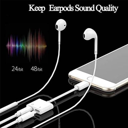 Apple Iphone Adapter 3.5mm Jack Connector Dual Audio and Charger.