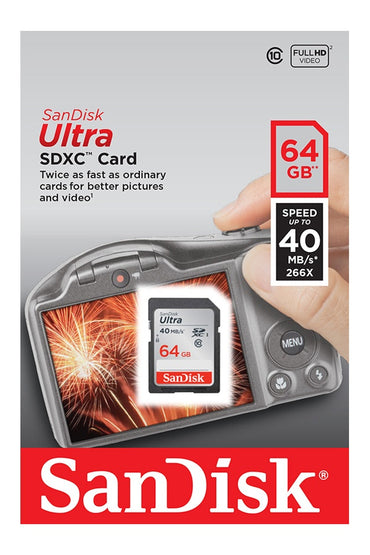 SanDisk 64GB Ultra SD (SDXC) Card Class 10 UHS-I - 40MB/s OFFICIAL REFURB