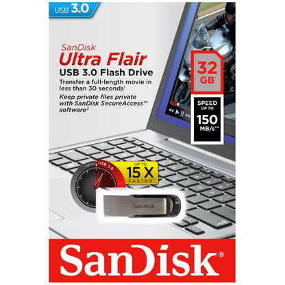 SanDisk 32GB Ultra Flair USB 3.0 Flash Drive - 150Mb/s