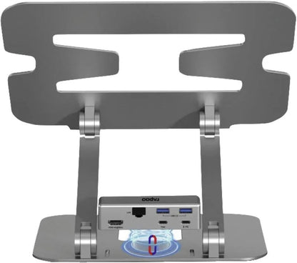 Notebook Stand with Magnetic 5-in-1 USB-C Multiport Hub - Silver