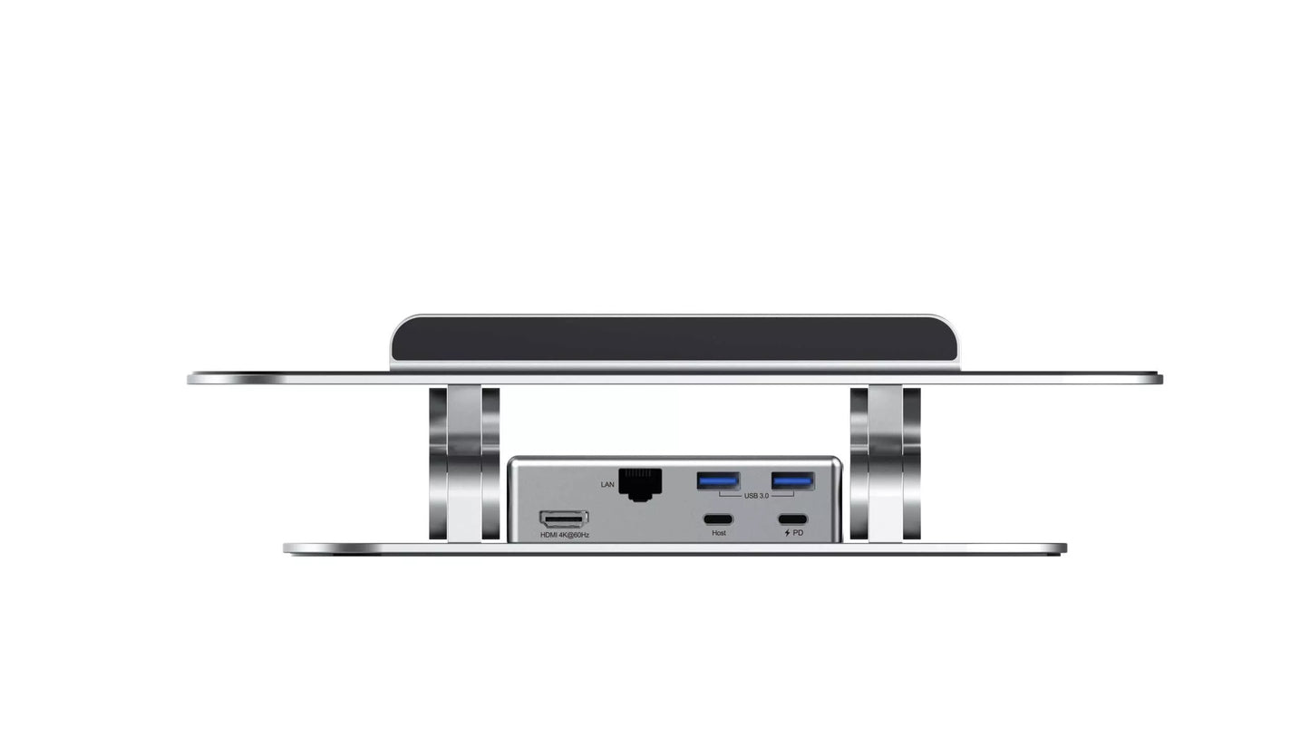 Notebook Stand with Magnetic 5-in-1 USB-C Multiport Hub - Silver