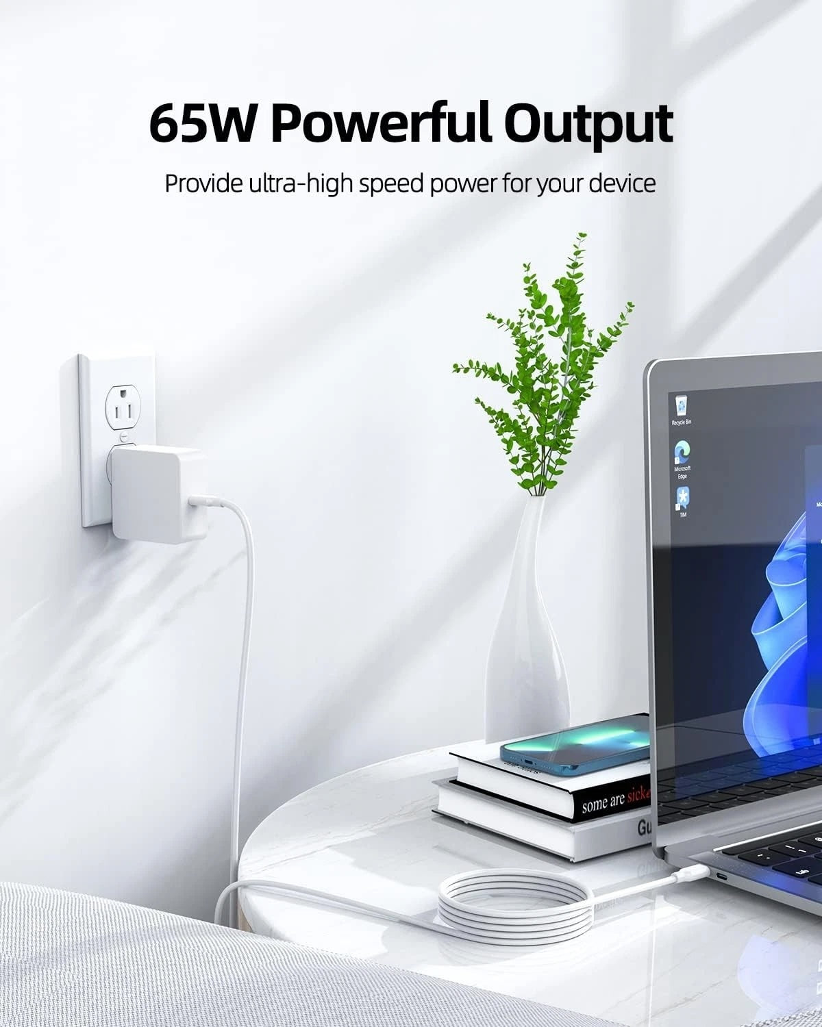 65W USB C TypeC Adapter Charger for Laptops