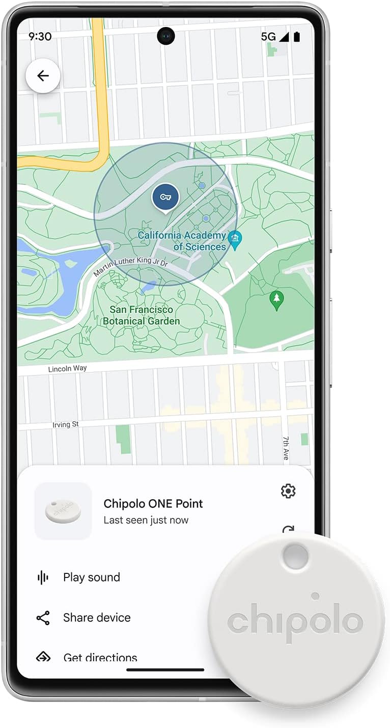 Chipolo ONE Point - Key Finder, Bluetooth Tracker for Keys, Bag - Works with Google's Find My Device app (Android only) (Off White)