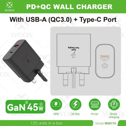 45w Uk  Dual Port Gan Fast Charger - with folding Pin
