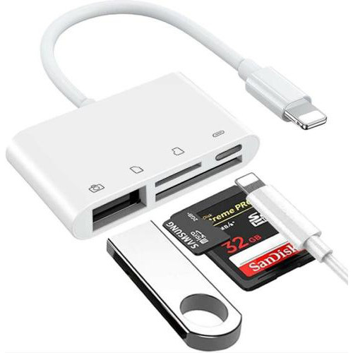 8 pin Lightning to SD Memory Card Reader for Apple - White