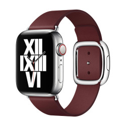 Apple Official Watch Band 38mm / 40mm / 41mm Medium Modern Buckle Leather Band- Garnet (Open Box)