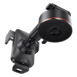 Baseus Wisdom Auto Alignment Car Mount Wireless Charge QI 15W Suction Base - Black