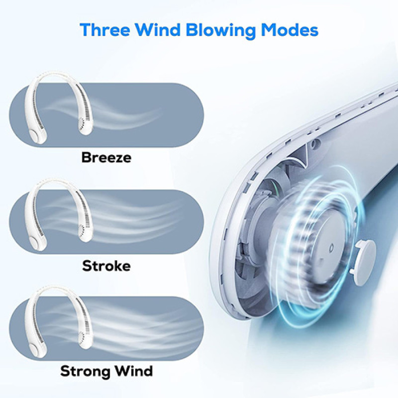 Bladeless Neck fan/cooler White Model A18, with 3 fan speeds