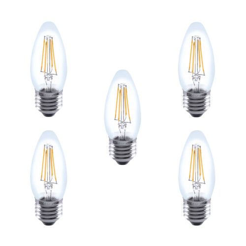 Integral LED Glass Candle Bulb E27 4W (40W) 2700K Non-Dimmable Lamp - 5 Pack