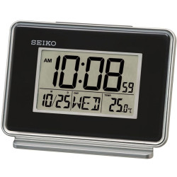 Seiko LCD Dual Alarm Calendar Clock - Black