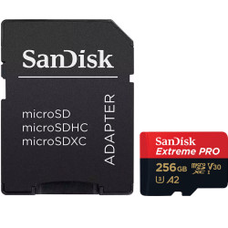 SanDisk 256GB Extreme Pro V30 Micro SD Card (SDXC) UHS-I U3 +Adapter - 170MB/s